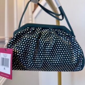 Vince Camuto Emerald Green Baklo Bag with Rhinestones